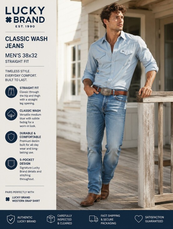 Lucky Brand Other - Lucky Brand Classic Wash Jeans | Men’s 38x32 | Straight Fit Denim | EUC